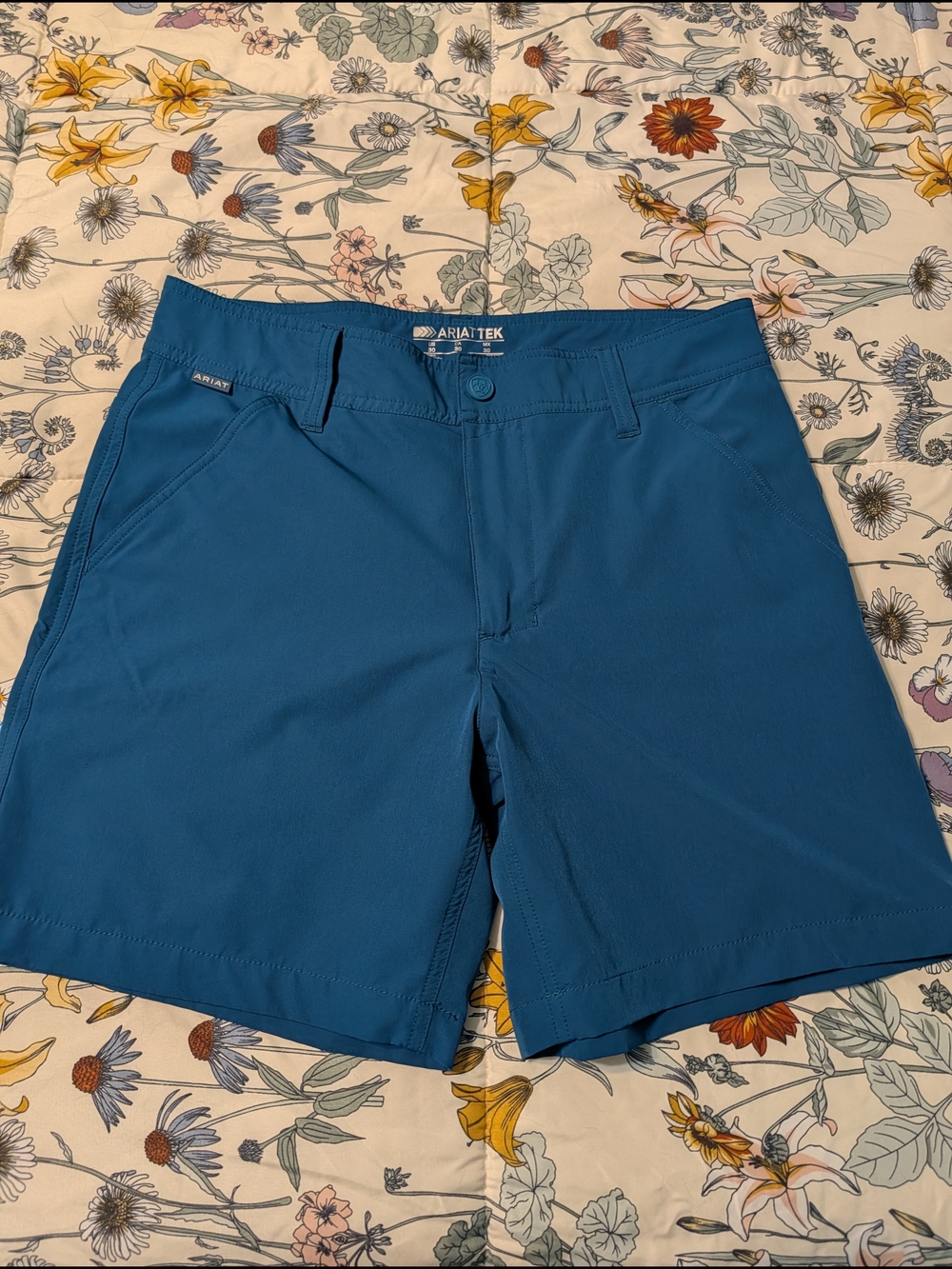 Ariat Teal-Blue Performance Flat Front Shorts